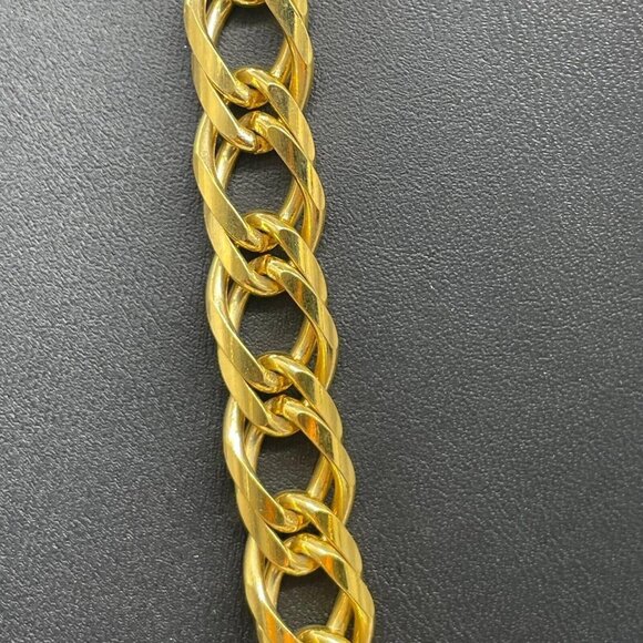 Double Link Chain Necklace Spring Ring Closure Gold Tone 24 Inches - Picture 4 of 5